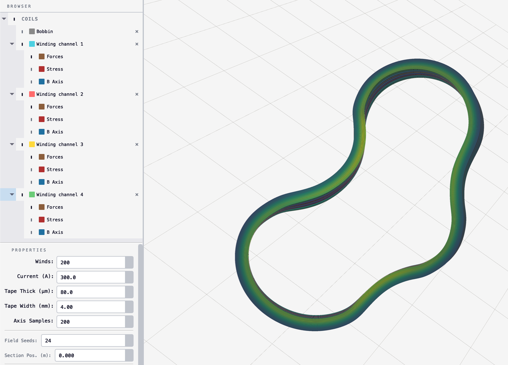 Configuring coil parameters and running analysis